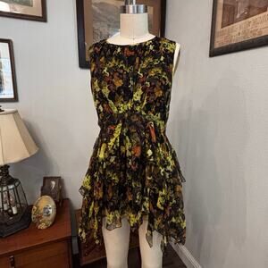 Richard chai silk dress layered silk Bergdorf Goodman designer mini chiffon sz 8